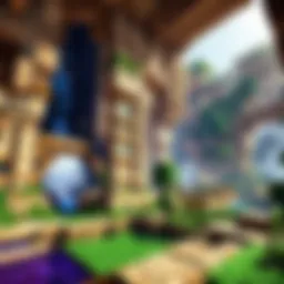 Minecraft gameplay showcasing a vibrant virtual world