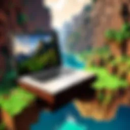 A laptop screen showcasing Minecraft gameplay