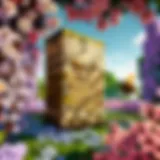 A vibrant garden filled with blooming flowers attracting bees