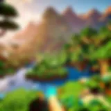 A vibrant landscape in Minecraft showcasing diverse biomes on Nintendo Switch