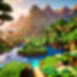 A vibrant landscape in Minecraft showcasing diverse biomes on Nintendo Switch