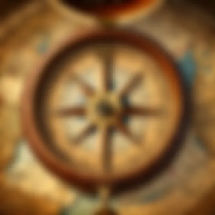 Antique Compass with Map