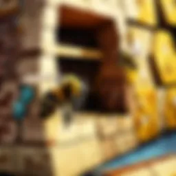 Illustration depicting a detailed view of the bee hive spigot mechanism