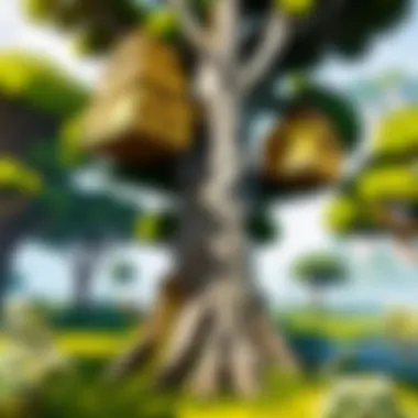 Overgrown Beehive Tree Minecraft beehive tree structure covered in vines