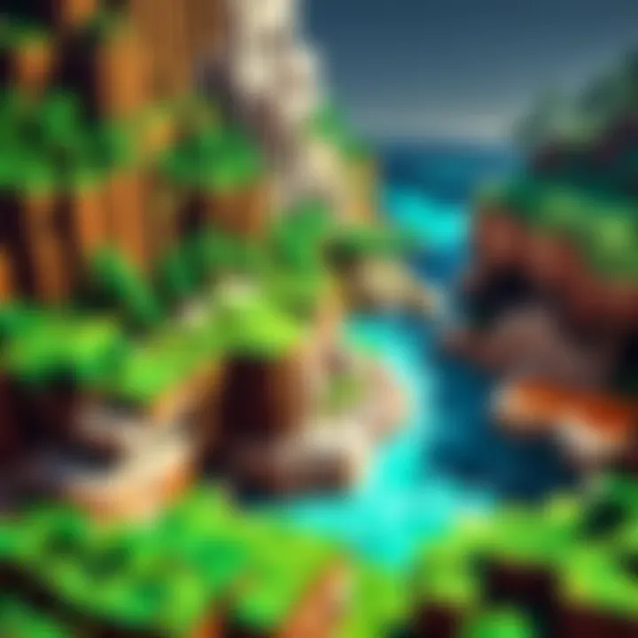 Digital rendering of a blocky landscape