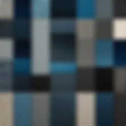 Abstract blue gray carpet color swatches in interior design