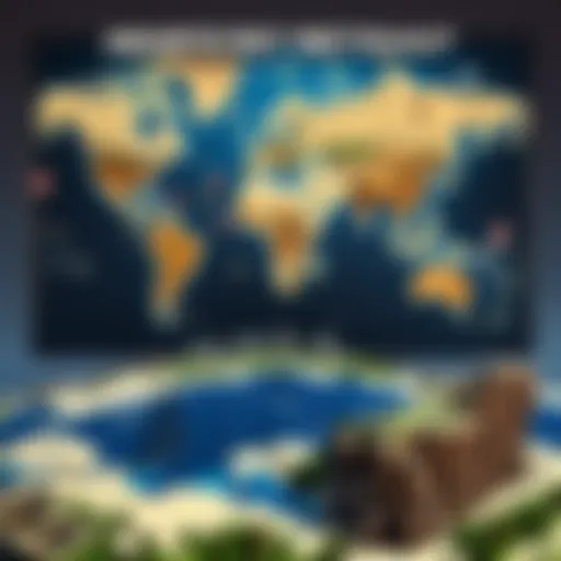 A digital world map with server icons