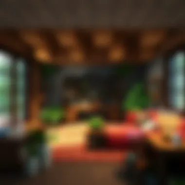 Interior design of a cozy Minecraft home with modern furnishings