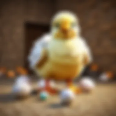 Chick with newly hatched baby in Minecraft