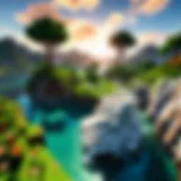 Serene landscape of a Minecraft survival world