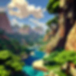 A vibrant landscape of Minecraft showcasing diverse biomes.