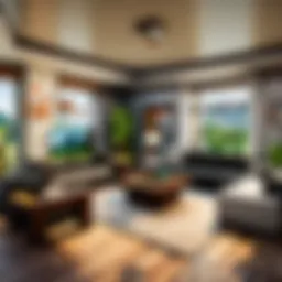 Modern living room setup with furniture mods