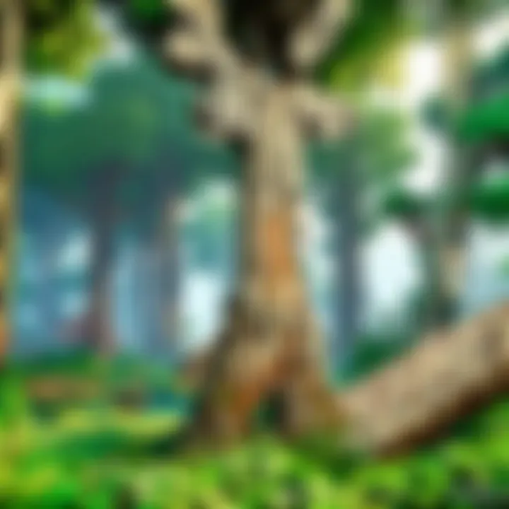 A player navigating through a lush Minecraft forest