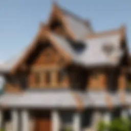 A beautifully designed pitched roof showcasing intricate details and textures.