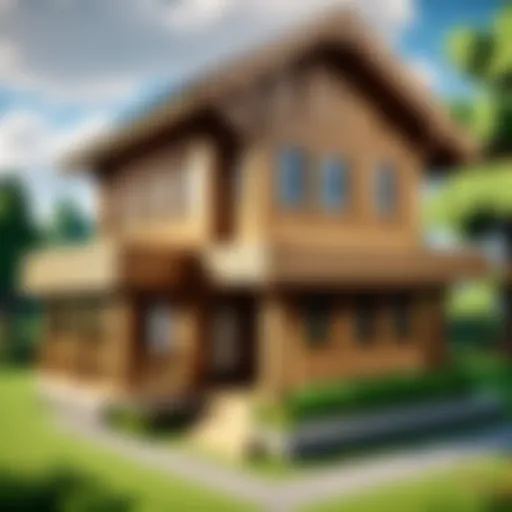A beautifully crafted wooden house in Minecraft, showcasing design variety.