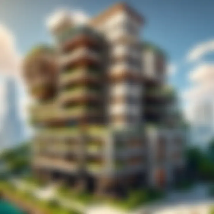 A vibrant community area in a Minecraft city, showcasing parks and recreational spaces.