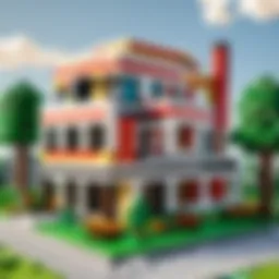 A vibrant Lego house nestled in a lush landscape, showcasing architectural creativity