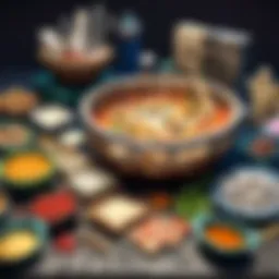 Crafting ingredients arrangement on wooden table