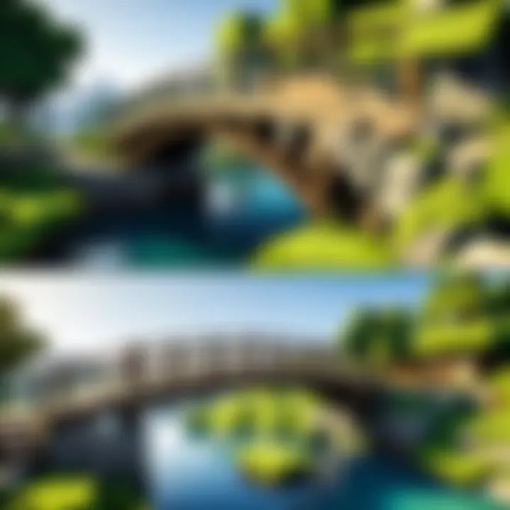A charming bridge connecting two islands in Minecraft