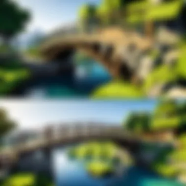 Charming Bridge Construction A charming bridge connecting two islands in Minecraft