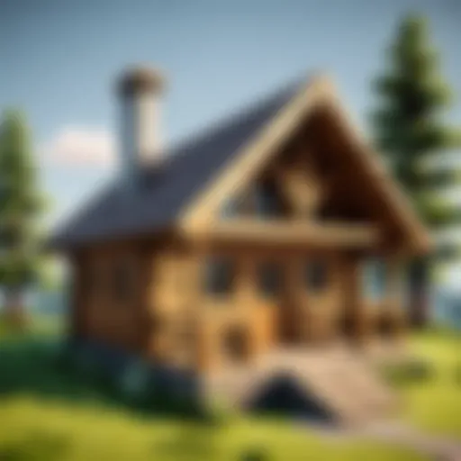 A cozy wooden cabin amidst trees in Minecraft