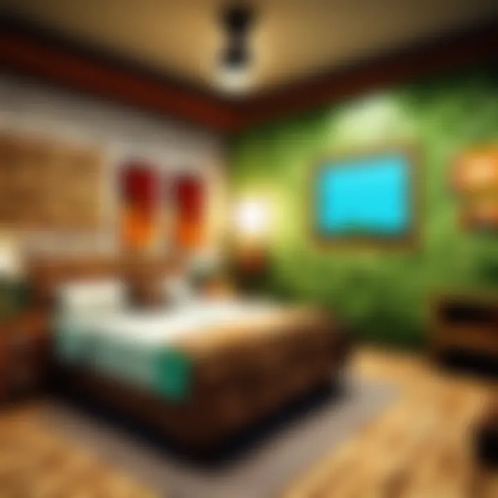 DIY Minecraft decor projects displayed in a bedroom