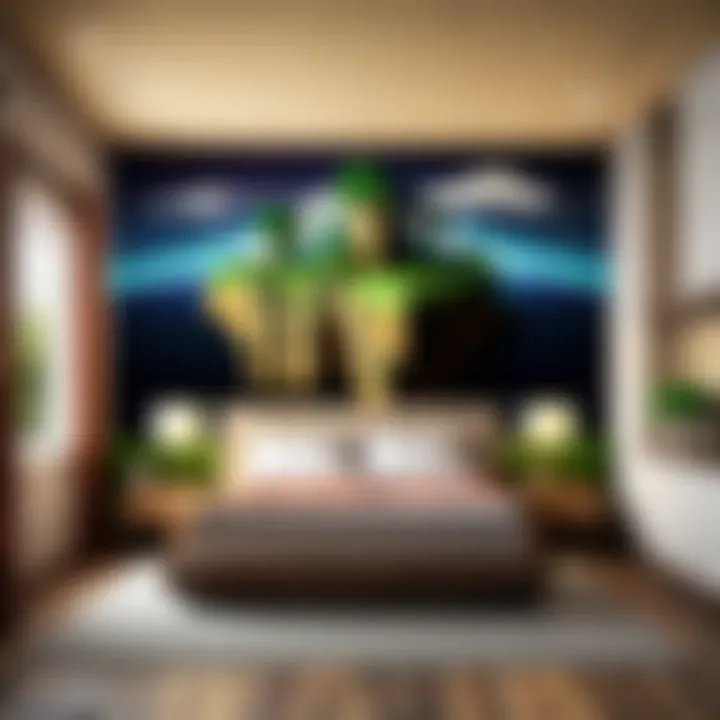 Creative wall art featuring Minecraft landscapes