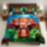 Vibrant Minecraft-themed bedding with pixelated designs