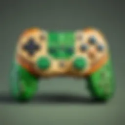 Colorful Crocs-themed gaming controller in Minecraft world