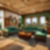 A cozy Minecraft living room adorned with unique furniture