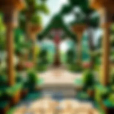 Botanical garden with wooden embellishments in Minecraft