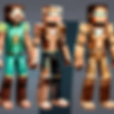 Comparing Default Skins with Custom Designs A side-by-side comparison of default and custom Minecraft skins