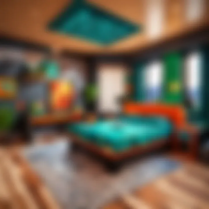 Colorful Minecraft-inspired bedroom design