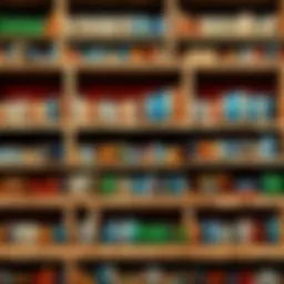 A beautifully arranged bookshelf in Minecraft showcasing various book types.