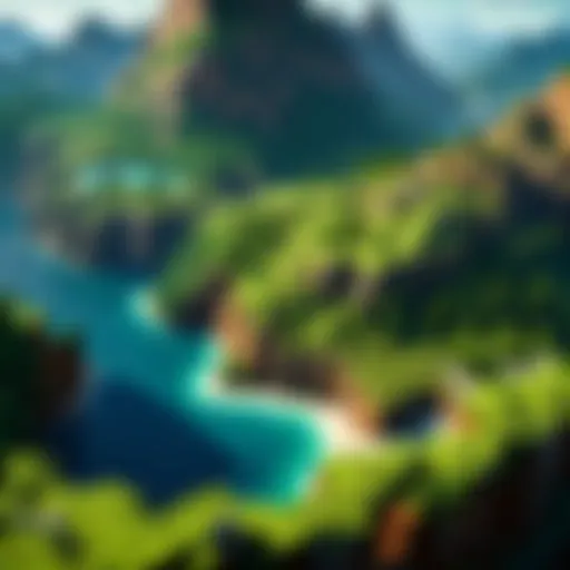 Top view of Minecraft world landscape with coordinates displayed