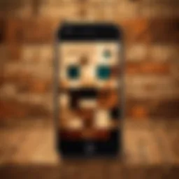 Minecraft logo on iPhone screen