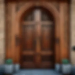 Exquisite Carvings on Wooden Side Door