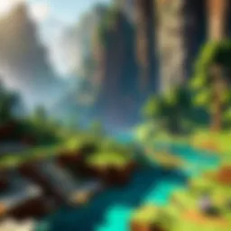 Ethereal Pixelated Landscape in Minecraft