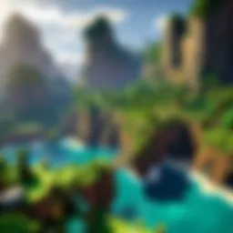 A vibrant landscape showcasing various Minecraft biomes.