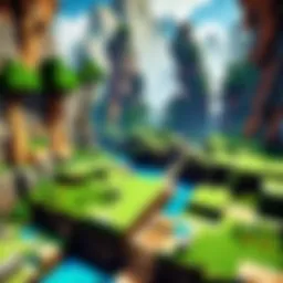 A vibrant landscape showcasing diverse terrains in a block-building game