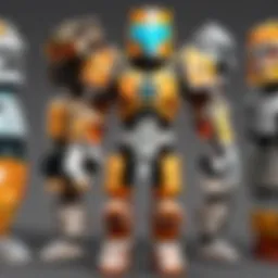 A detailed view of various armor sets in Minecraft
