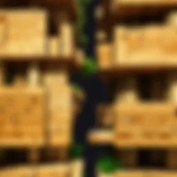 A stunning view showcasing bamboo wood slabs used in a modern Minecraft structure