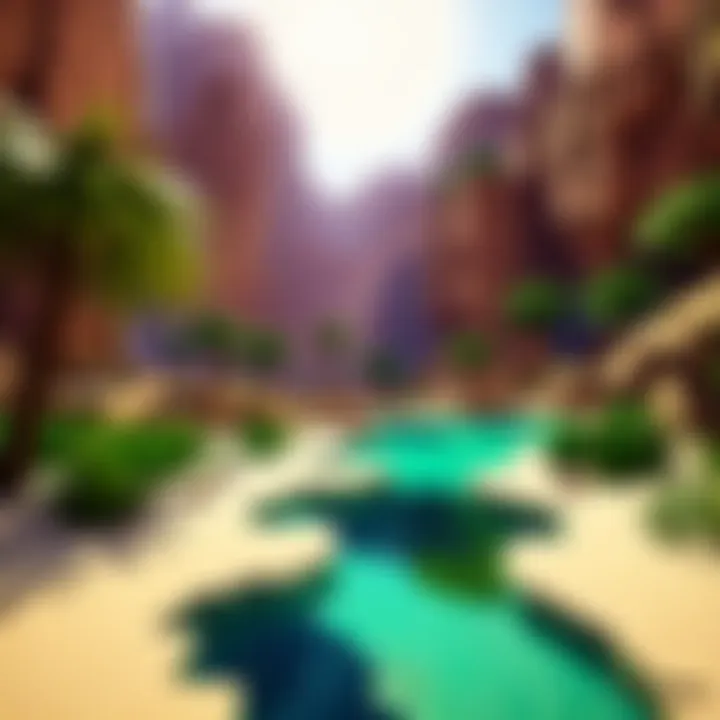 Minecraft seed highlighting a vast desert oasis