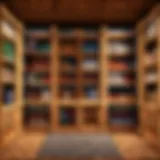 A beautifully designed Minecraft library featuring intricately arranged bookcase shelves.