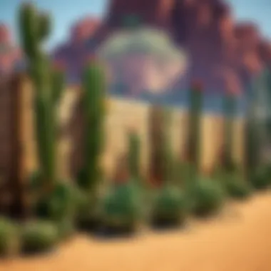 Creative Aesthetic Cactus Fencing A creative Minecraft structure showcasing aesthetic cactus fencing alongside other building materials