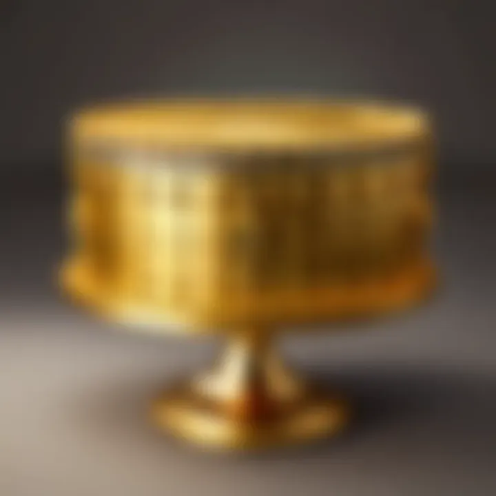 Luxurious gold cake drum with intricate patterns