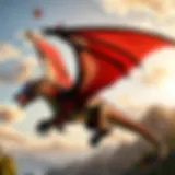 Majestic dragon soaring over a Minecraft landscape