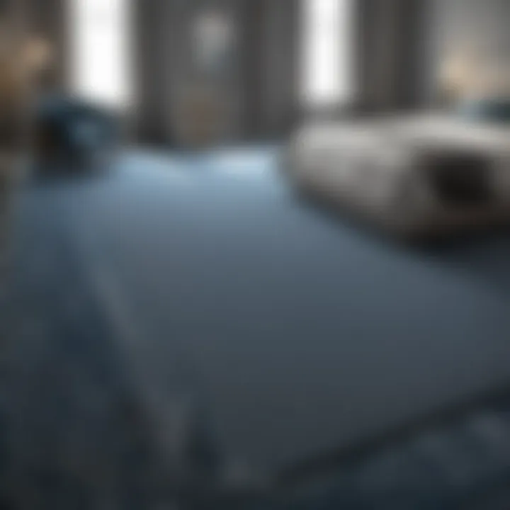 Blue grey carpet enhancing a cozy bedroom ambiance