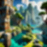 A vibrant landscape in a Minecraft-inspired game.