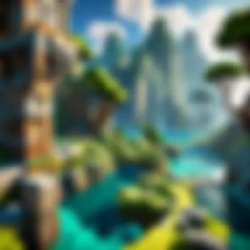 A vibrant landscape in a Minecraft-inspired game.